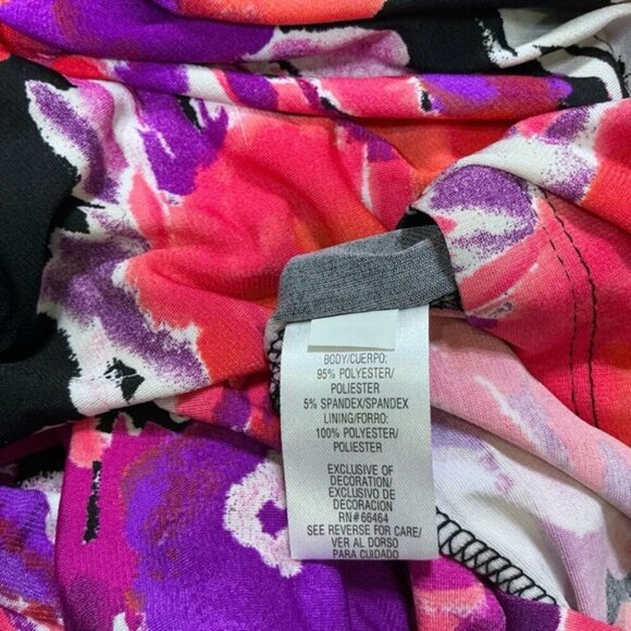 Sandra Darren Dress Beaded Keyhole Watercolor Floral Slip On Black Pink Size 12 - Picture 5 of 16